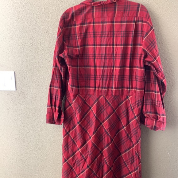 Eddie beuer plaid  cotton blend midi dress button front long sleeves holiday - Picture 12 of 15